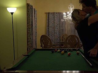 hot milf wife huge tits rocking on pool table desk orgasm