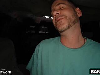 this bang bus has brunette riding cowgirl and doggystyle with creampie and facial cumshot