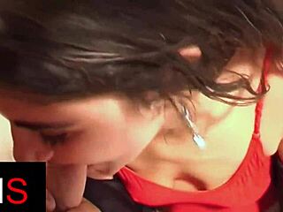 beautiful brunette in leotard spreads legs for deep assfucking with cum in mouth