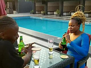 Ebony sex goddess boldly hooks up with naija pornstar for intense pov kissing and orgasmic fun in exclusive bar setting.