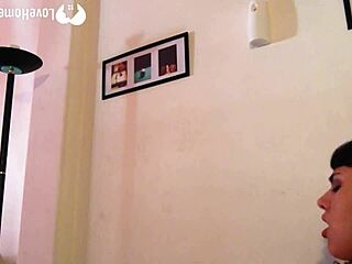 Horny amateur babysitter contrasts her naughty solo fingering with that innocent brunette charm