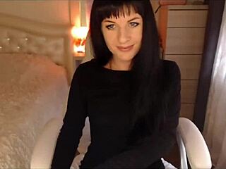 Tamarra Roman as hot brunette Jessy delivers perky small tits striptease in lingerie leading to intense orgasm