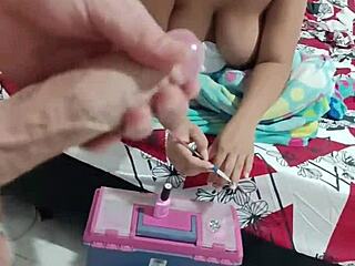 Wife Hints At Disliking Husband's Advances While She's Busy With Her Nails In Homemade Amateur Clip