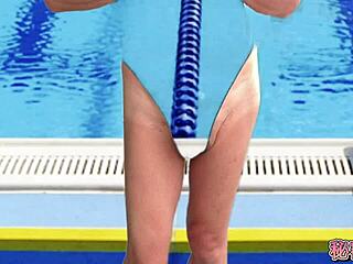 bold masturbation session in pool with borrowed club swimsuit secretgakuen