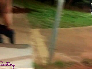 Safada from goiania bends over outdoors in public for big black cock blowjob and monster cock action