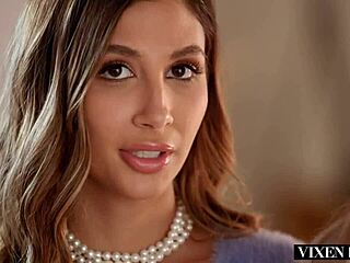 Blonde and brunette lesbians lick pussies in lingerie compilation scenes