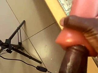 Bbc toy slides into oiled white pussy for intense homemade solo orgasm