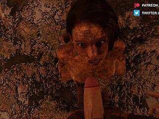 in this 3d cartoon game, monster forces jill into muddy bdsm blowjob with choking deepthroat gagging. cum fills her mouth intensely.