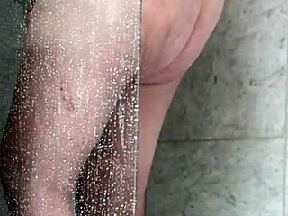 Wife caught fucking shower head again in bbw bathing fat masturbation orgasm scene