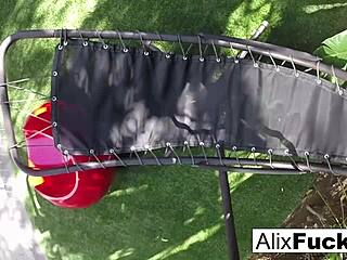 Blonde Babe Alix Lynx Fingers Wet Pussy Solo on Hammock