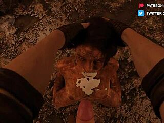 U ovoj 3D crtanoj igri, čudovište primorava Džil na blatnjavi BDSM pušenje sa davljenjem i gutanjem sperme