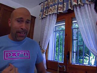 Asian chick fucked anal in kitchen quickie