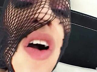 black hair small tits latex bitch in fishnet stockings gets hard mmf threesome fuck with rimming by two big dick boys