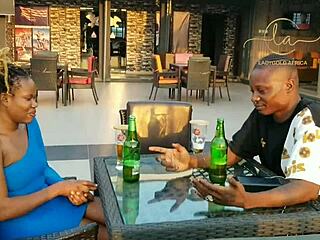 Ebony sex goddess boldly hooks up with naija pornstar for intense pov kissing and orgasmic fun in exclusive bar setting.