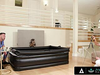 sexy gal ritchie shows how to give top nuru massage with oiled riding and licking 😏