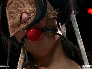 Deep Throat Slut Gets Fucked Hard in Public with Bondage and Domination