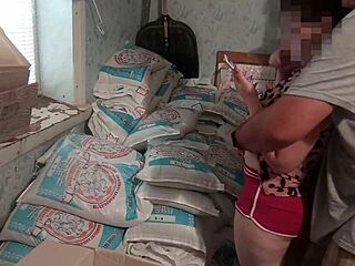 Intense pounding of my wet step sister in a dirty barn while she plays on her phone