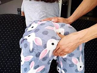 stepdaddy roughly spanking asian teen slut ass hard while fingering wet pussy