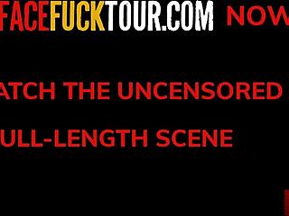 Face fuck tour - gold digging russian blonde linda leclair slobbing on massive cock