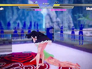 Lesbian squirting after intense fingering and pussy fucking in kissing battle