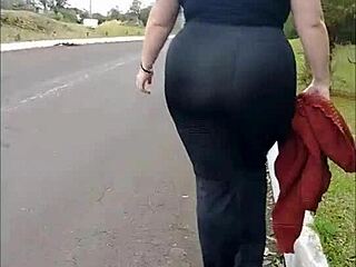Walking with my stepmom in a miniskirt and no panties, flashing her big natural tits and exotic dress.