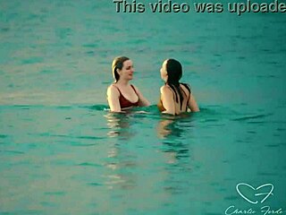 cute lesbians charlie forde enjoy ass licking and wet pussy play on beach in lingerie