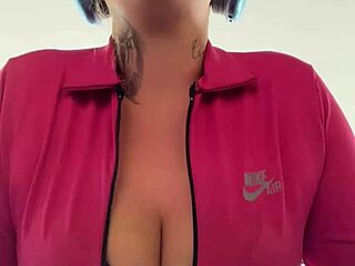 I'm at the gym in my hood training, horny as hell with sweat dripping on my tits.