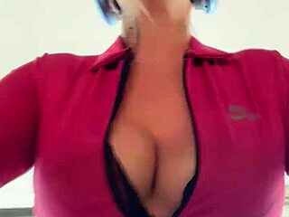 I'm at the gym in my hood training, horny as hell with sweat dripping on my tits.