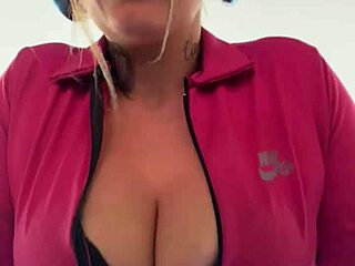 I'm at the gym in my hood training, horny as hell with sweat dripping on my tits.