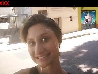 Sadira hotwife flashes in public for cumwalking facial from big cock.