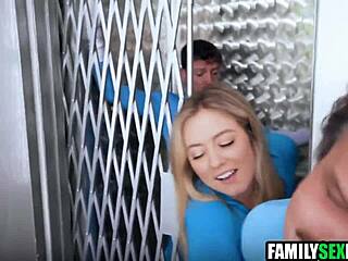 Stepdaughter gets intriguing 3some fuck from stepdad and stepbrother in costumes