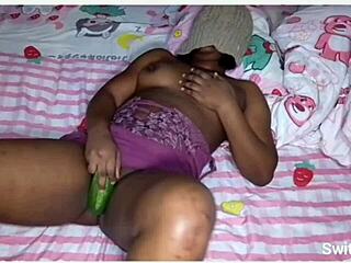 Oh wow fucking my horny pot with that big cucumber feels amazing!