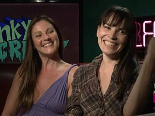 Julia ann visits studio for interview sharing scenes where she reaches teen girl's intimate spot