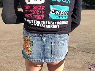 climax with anal vibrator in miniskirt boots outdoor toy play