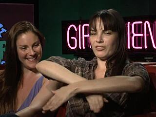 Julia ann visits studio for interview sharing scenes where she reaches teen girl's intimate spot