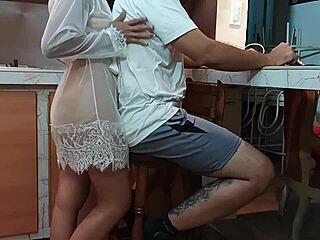 swallowing my stepson's cum after creampie in kitchen quickie