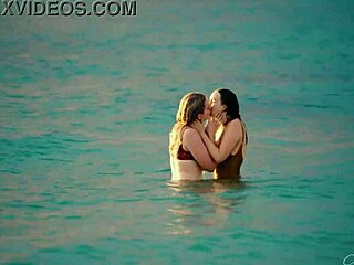cute lesbians charlie forde enjoy ass licking and wet pussy play on beach in lingerie