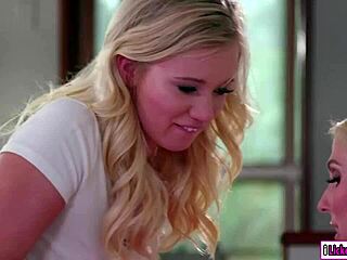 blonde milf christie facesits and scissors with stepdaughter