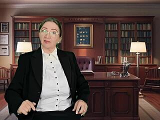 Busty mature milf MariaOld plays hypnotic control role as principal tricked by bully using secret weapon for solo masturbation.