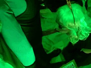 latina shemale in lingerie and heels performs deepthroat on client as prostitute