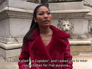 Stunning Asian Poopea Pons big tits bounce in swingers club double penetration orgy