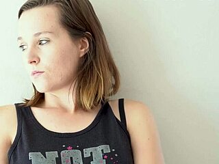 Attractive Brunette With Blue Eyes Teases While Smoking In Cute Petite Style