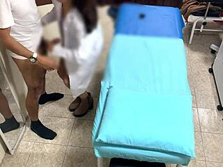 I'm staying late in the consultorio, the married Argentinian nurse whispers on hidden cam.