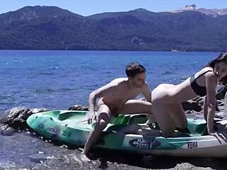 Horny Teen 18+ Couple Caught Having Sex on Public Beach with Huge Cumshot