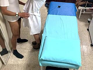 I'm staying late in the consultorio, the married Argentinian nurse whispers on hidden cam.