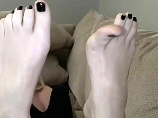 hey, check out skinny babe sierra cure with small tits getting her tiny feet adored on the sofa