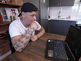 Bill's fantasy kept going in part 2 when Merida showed up unexpectedly for cute blonde blowjob and cumshot on glasses