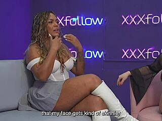 latina milf carla morelli has hard sex with maxx betancur and interviewer dani ortiz in ffm threesome