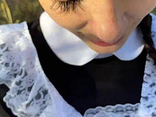 i fuck skinny brunette hottie in bushes for first time homemade outdoor petite flashing action