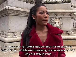 Stunning Asian Poopea Pons big tits bounce in swingers club double penetration orgy